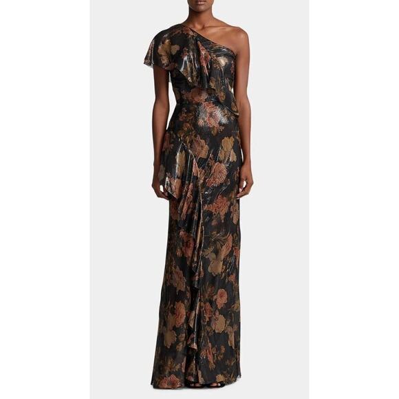 Ralph Lauren Collection Chiffon One Shoulder Evening Dress Silk Gown 2 XS S $4k - Picture 2 of 14